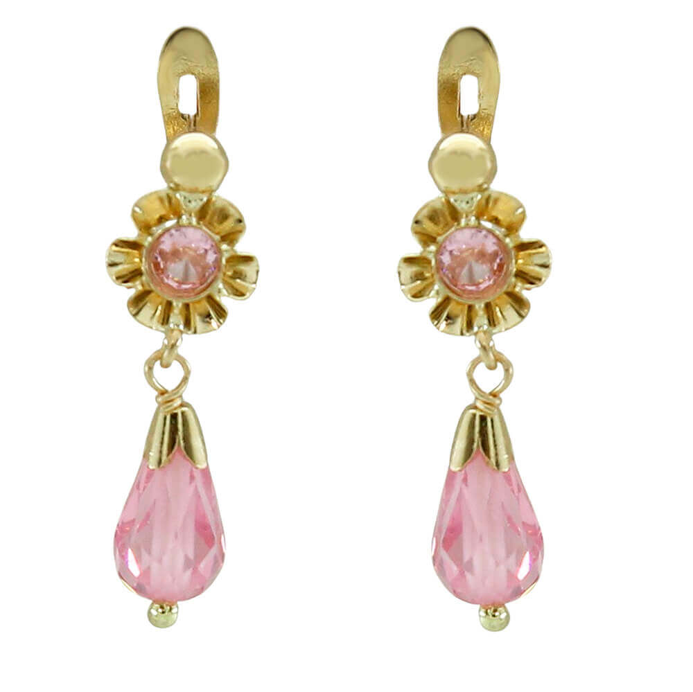 Pendientes arquillo chupón cristal rosa medida 20mm.