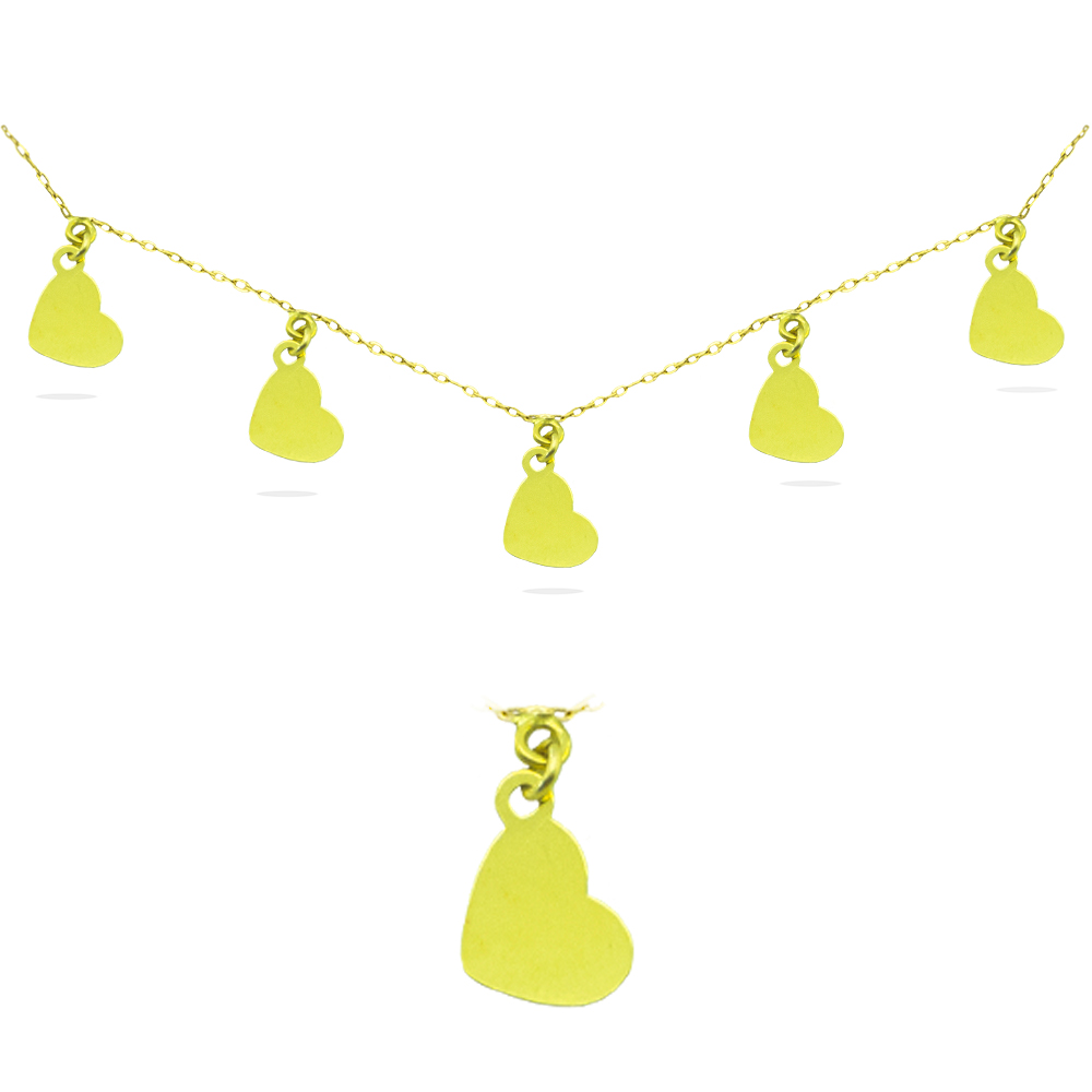 Gargantilla corazones lisos oro 18k