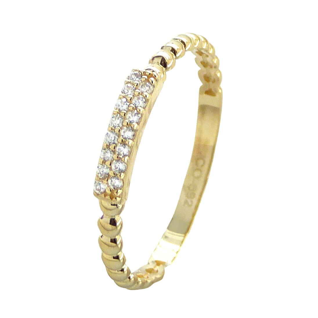 Anillo con rectángulo de circonitas oro 18k