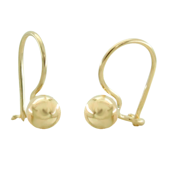 Pendientes bola brillo palillo hippie oro 18k