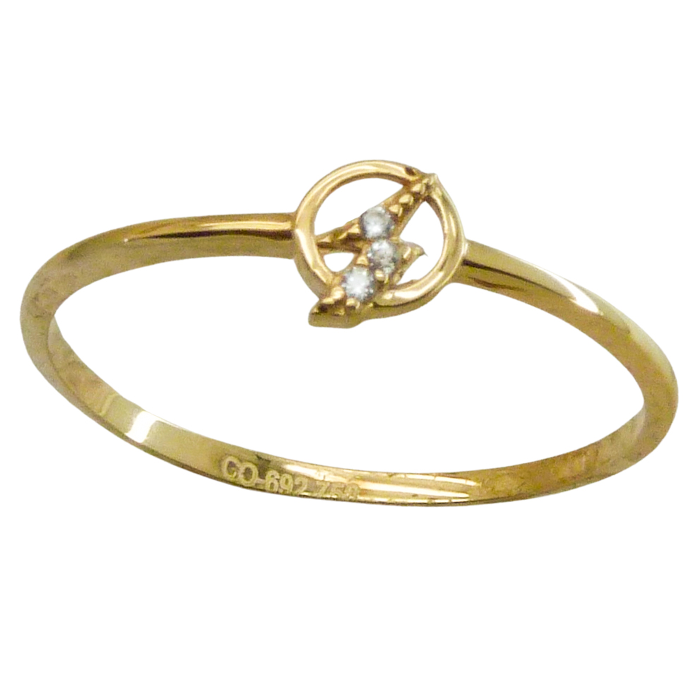 Anillo con motivo de rayo y circonitas oro 18k