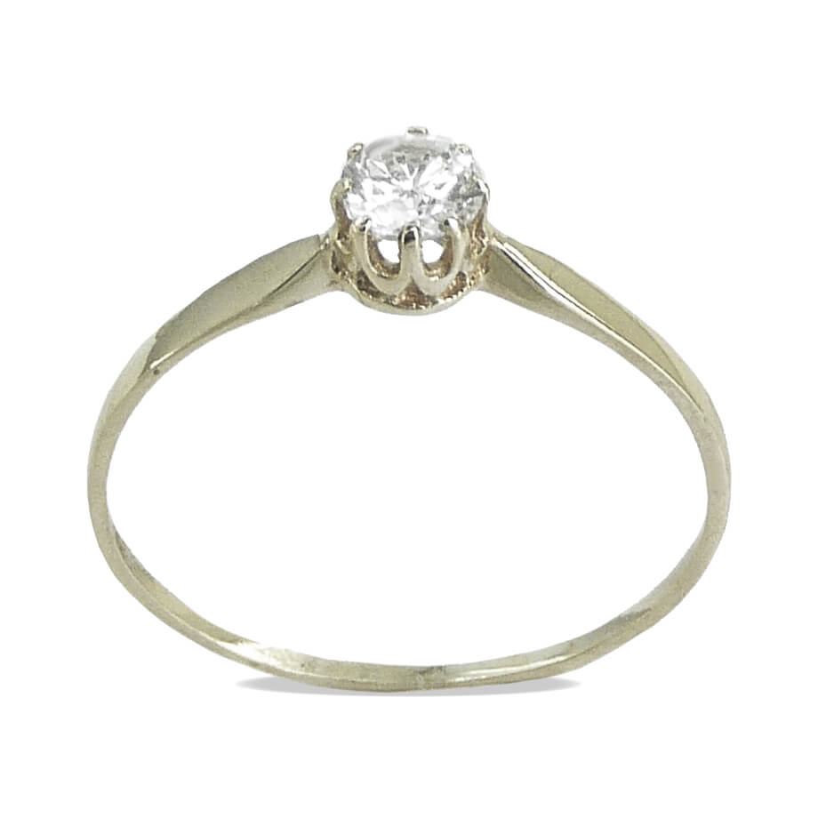 Anillo fino brillo solitario 6 garras con circonita oro blanco 18k