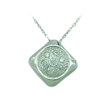Gargantilla cuadrada 8x8mm. con circonitas oro blanco 18k