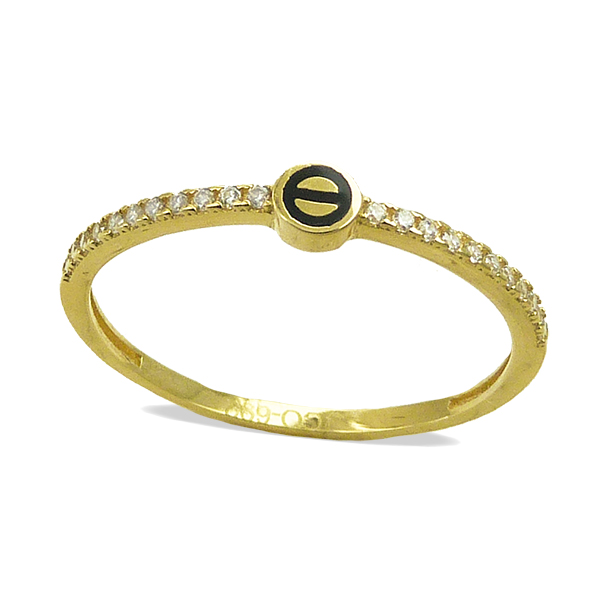 Anillo fino con motivo y circonitas oro 18k