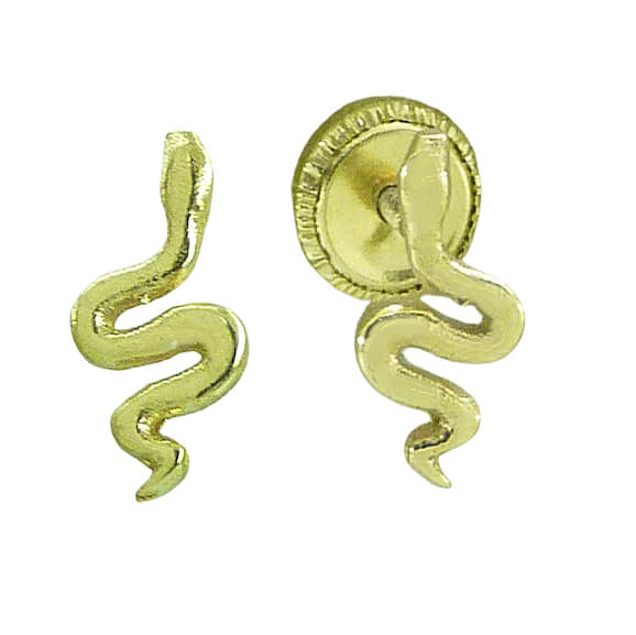 Pendientes serpiente brillo liso oro 18k