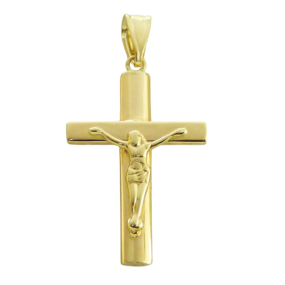 Colgante cruz brillo cristo oro 18k