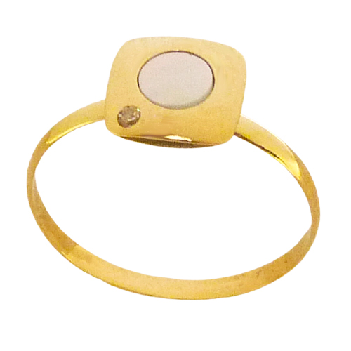 Anillo comunión con nácar y circonita oro 18k