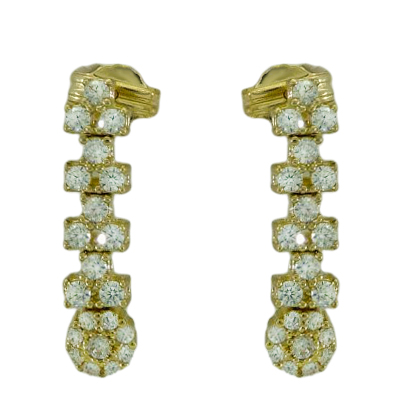 Pendientes largos con circonitas oro 18k