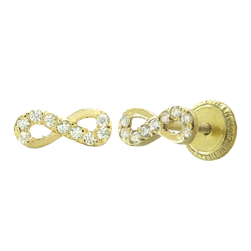 Pendientes infinito con circonitas oro 18k
