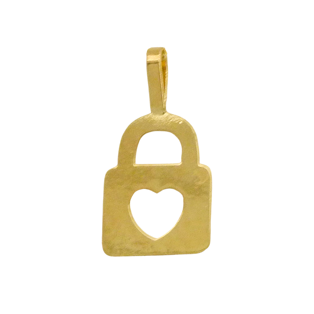 Colgante candado y corazón calado oro 18k