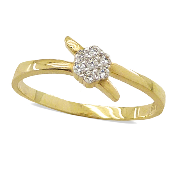 Anillo cruzado con circonitas oro 18k