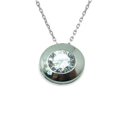 Gargantilla chatón con circonita de 3mm.oro blanco 18k