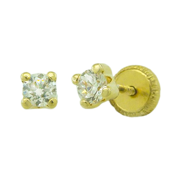 Pendientes brillo garras y circonitas de 3mm. oro 18k