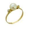 Anillo comunión perla natural y circonitas oro 18k