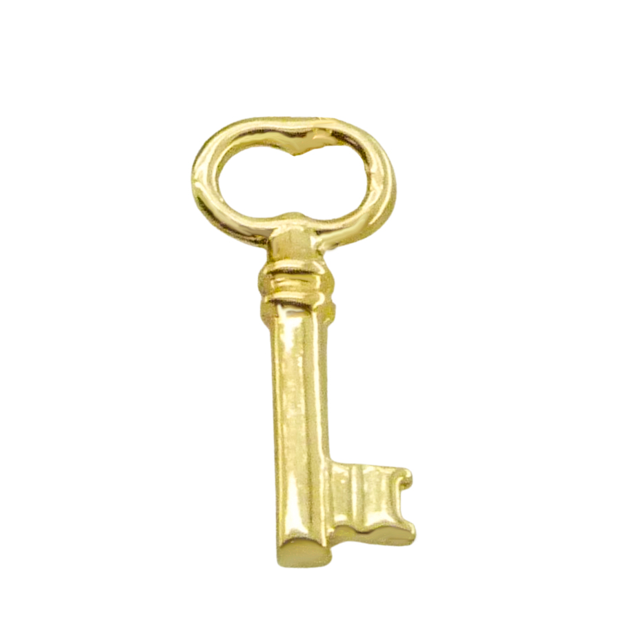 Colgante en forma de llave en brillo oro 18k