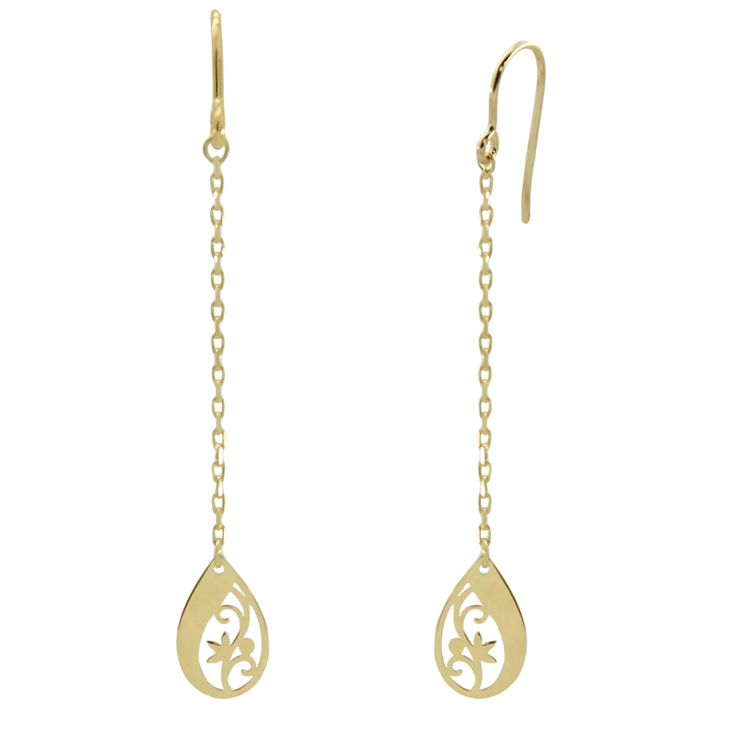 Pendientes palillo hippie cadena oro 18k