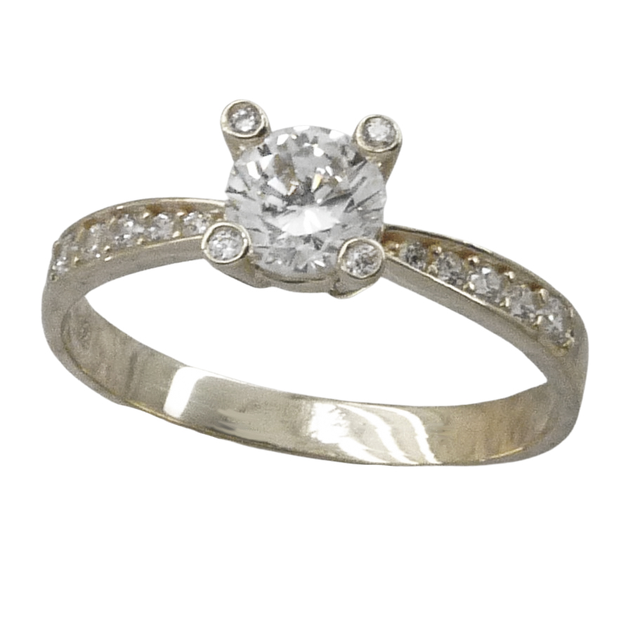 Anillo circonitas oro blanco 18k