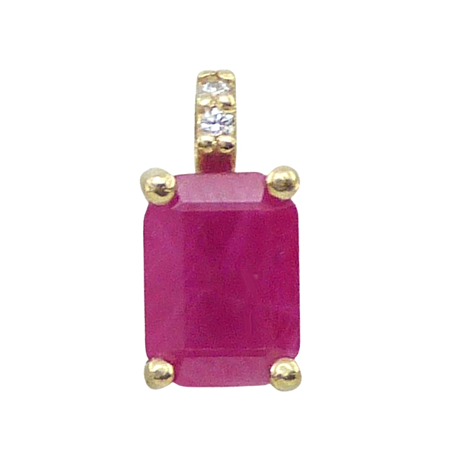 Colgante rubí 4 garras y diamantes oro 18k