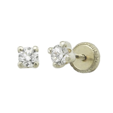 Pendientes brillo garras y circonita 2'5x2'5mm. oro blanco 18k
