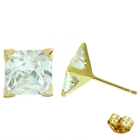 Pendientes "Beckham" circonita carré 8x8mm. oro 18k