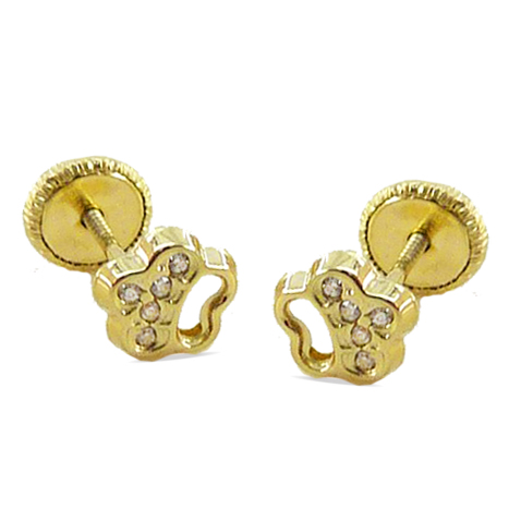 Pendientes flor calada y circonitas oro 18k