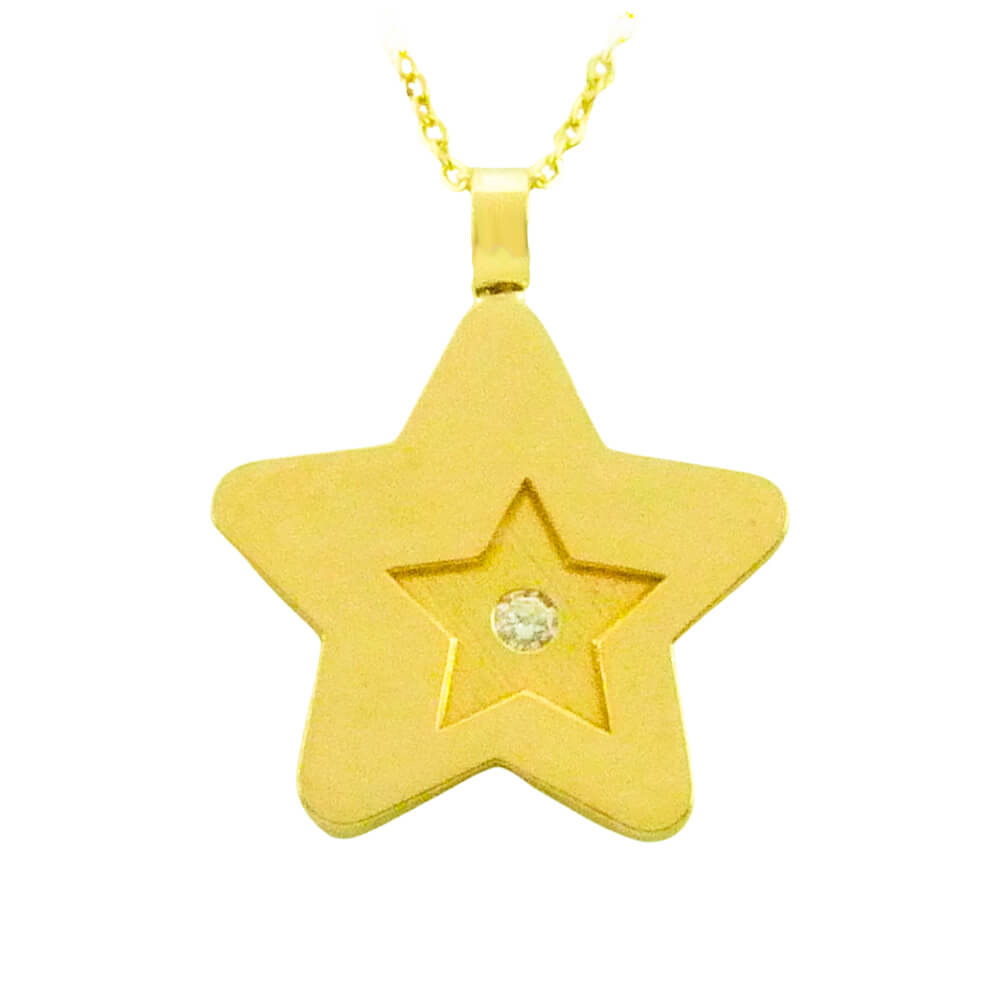 Gargantilla estrella brillo y circonita oro 18k