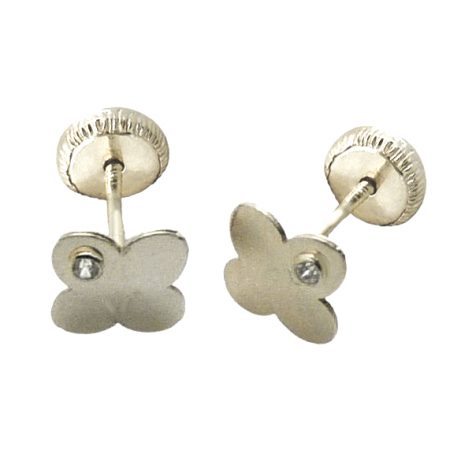 Pendientes con forma de flor con circonita oro blanco 18k