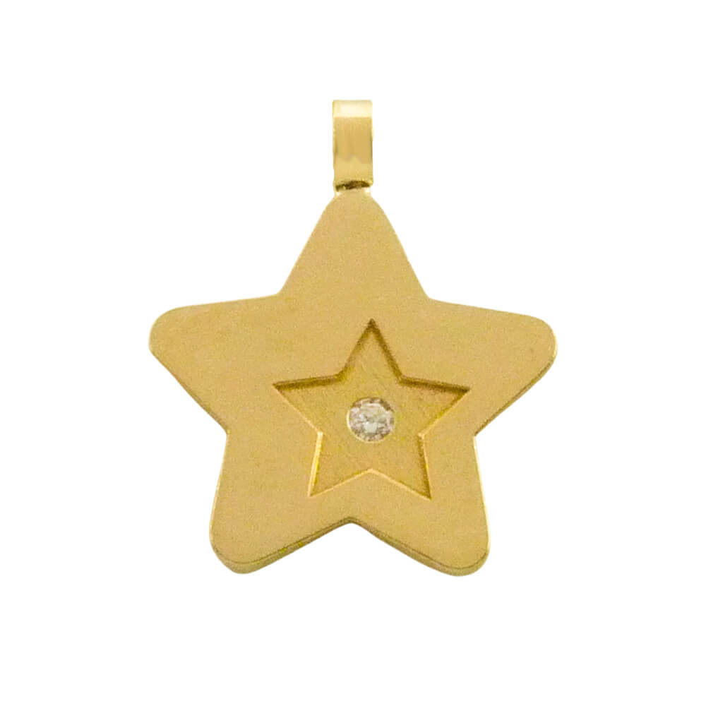 Colgante estrella brillo y circonita oro 18k