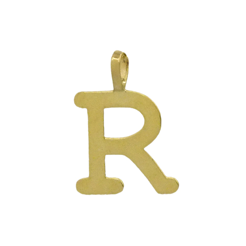 Colgante inicial brillo espejo "R" oro 18k