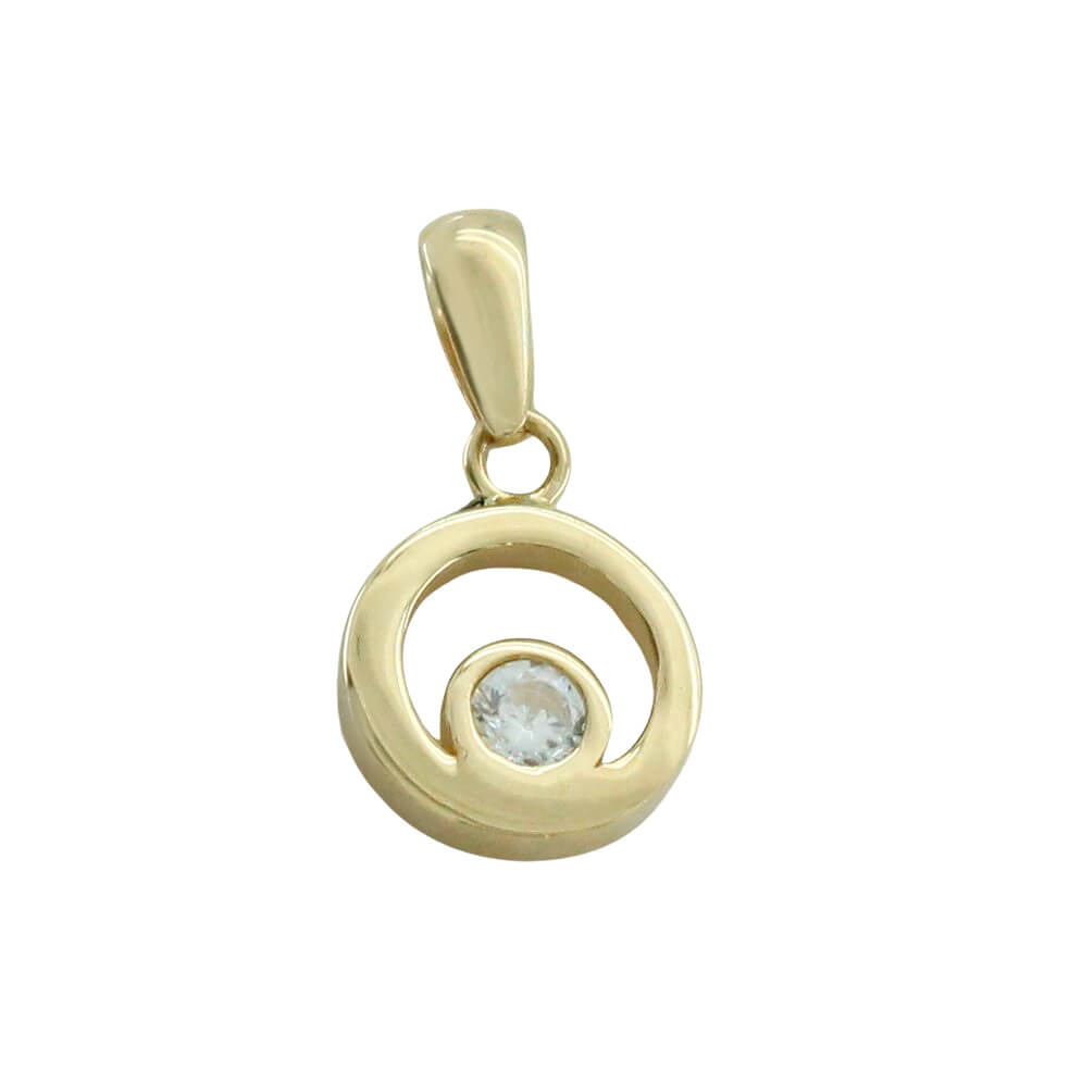 Colgante circulo con circonita en oro 18k