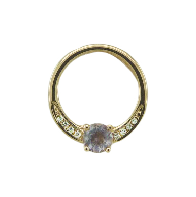 Colgante circulo brillo topacio y 8 diamantes oro rosa 18k