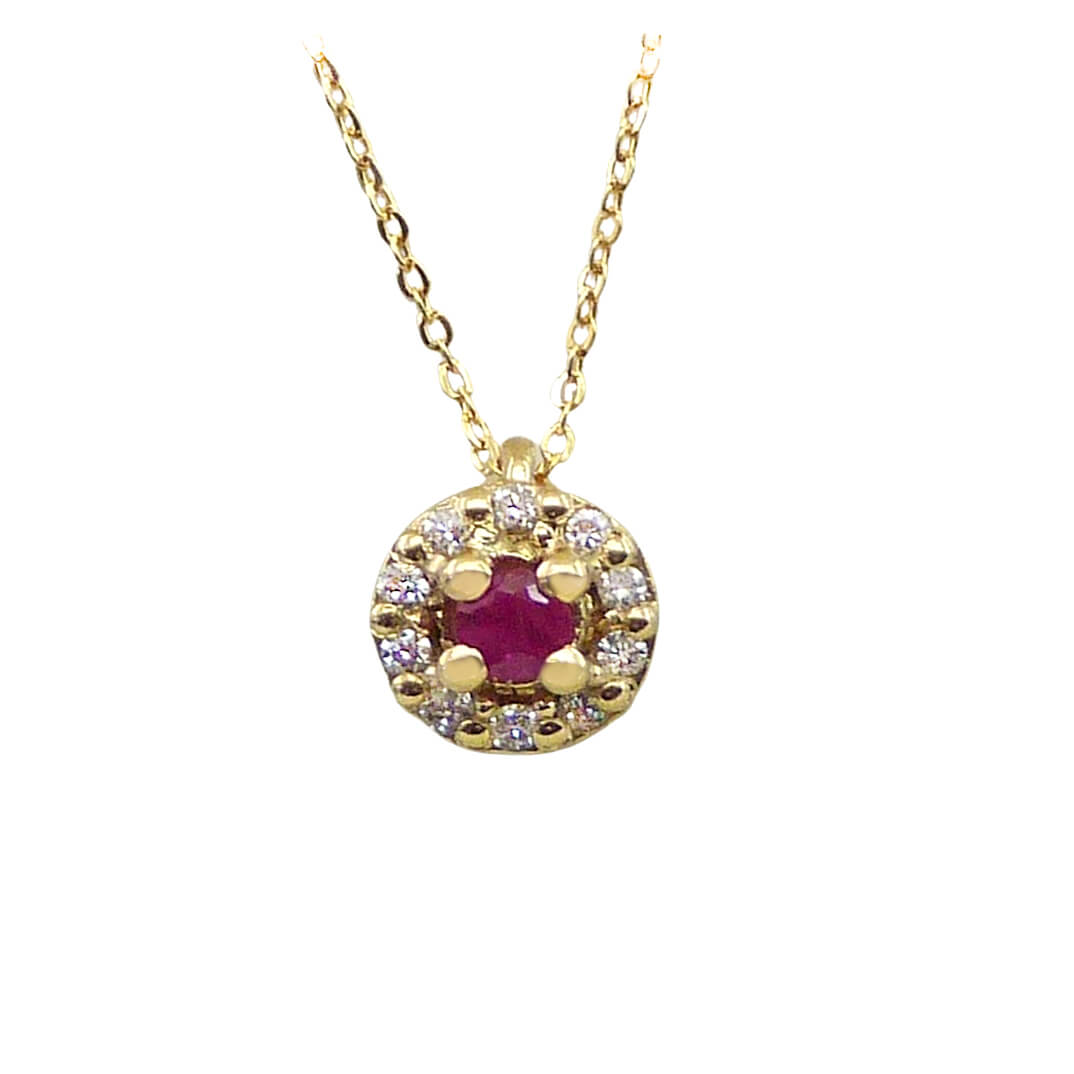 Gargantilla rubí y diamantes oro amarillo 18k