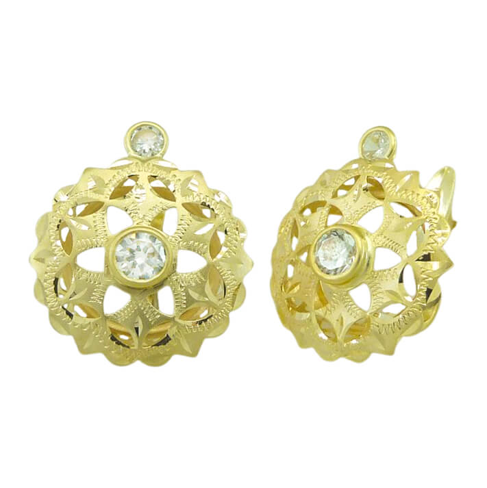 Pendientes cubana circonita oro 18k