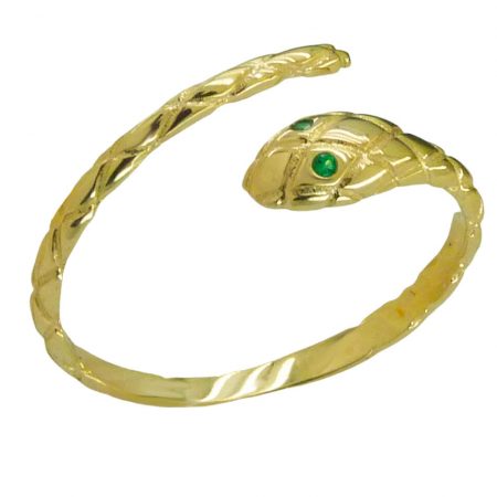 Anillo serpiente con circonitas verdes oro 18k