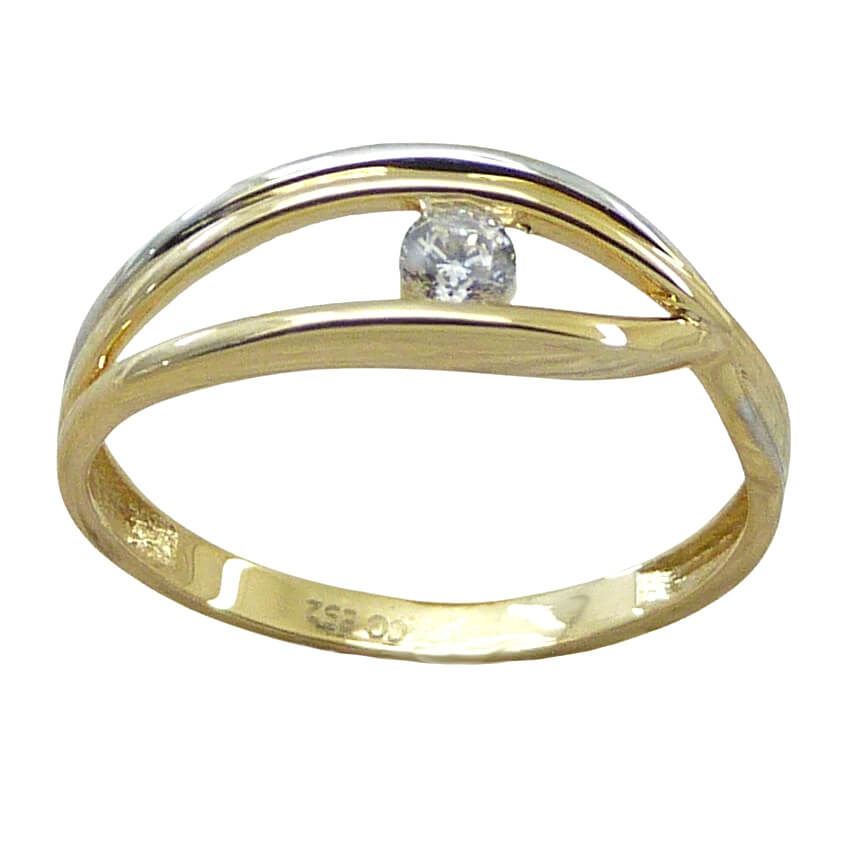 Anillo brillo bicolor con piedra oro 18k