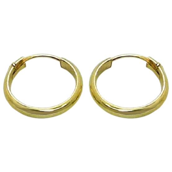 Pendientes aro de media caña medida de 15x2mm.oro 18k
