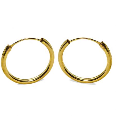 Pendientes aro de tubo lisos oro 18k