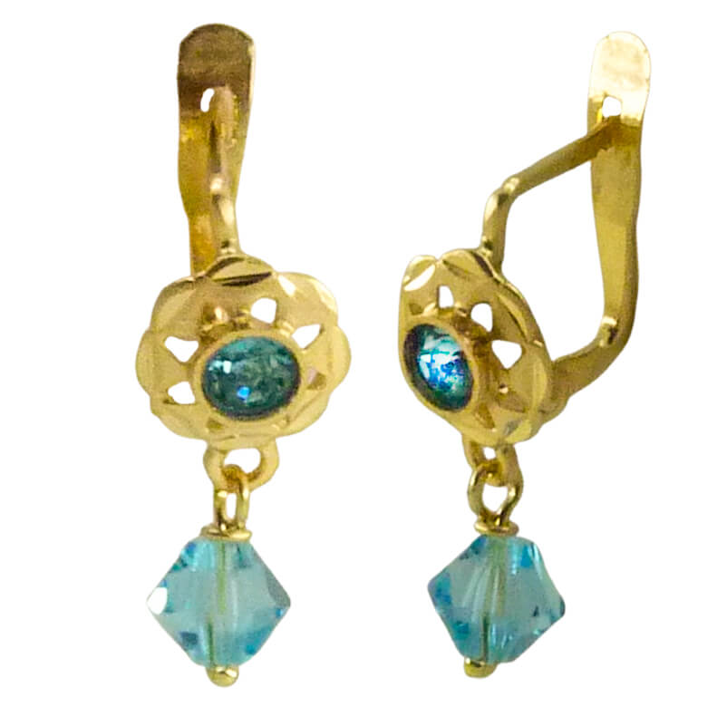 Pendientes cubana cristal azul 4mm y cierre catalán.