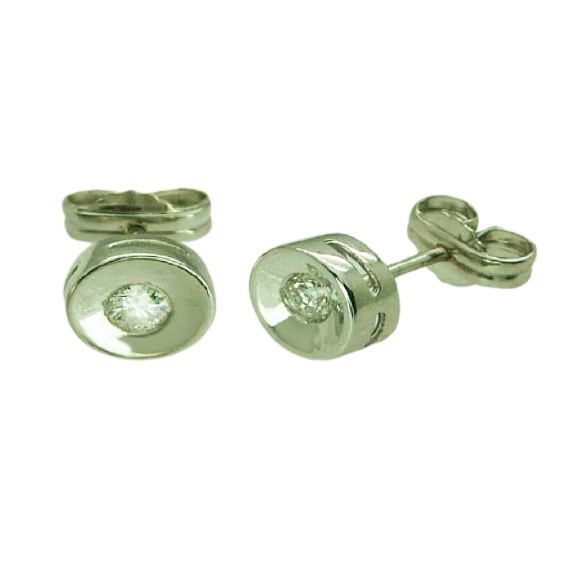 Pendientes chatón con diamante 2'5mm. oro blanco 18k
