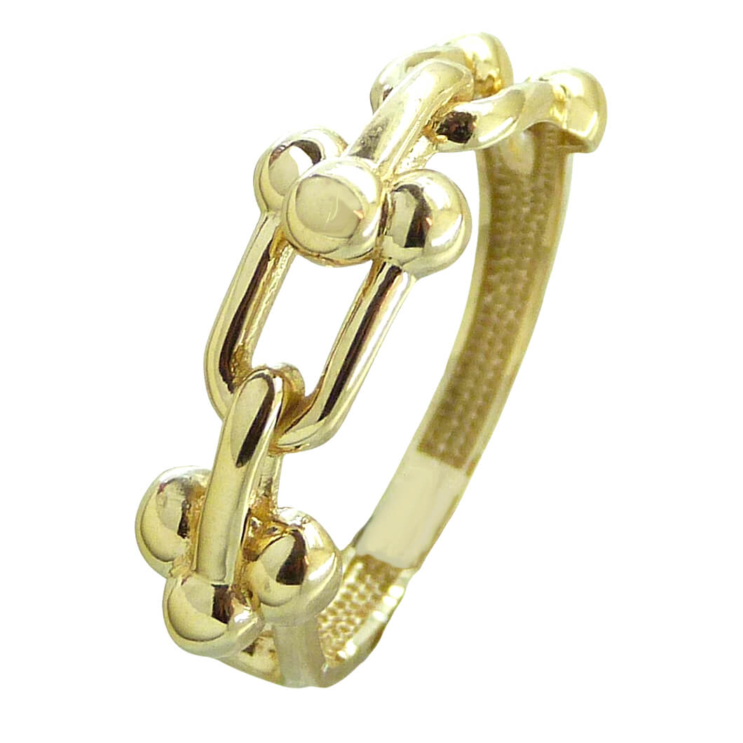 Anillo eslabones brillo espejo 7mm oro 18k