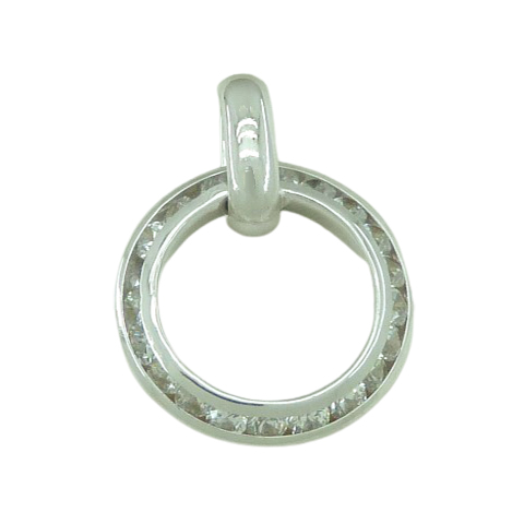 Colgante circulo con circonitas en oro blanco 18k