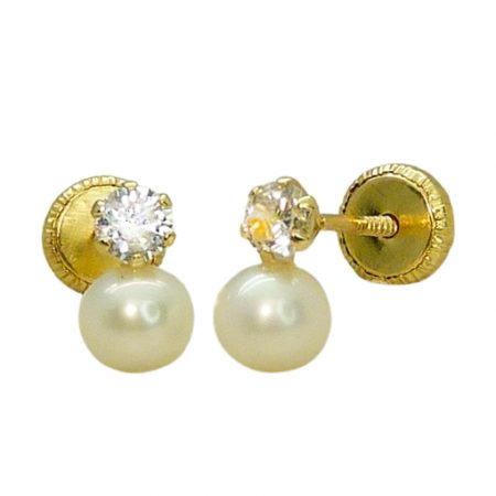 Pendientes garra medida de 2'5mm y perlas medida de 3mm.oro 18k