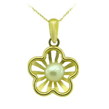 Gargantilla flor calada con perla oro 18k