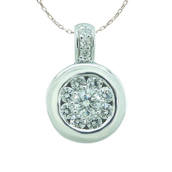 Gargantilla brillo flor diamantes oro blanco 18k