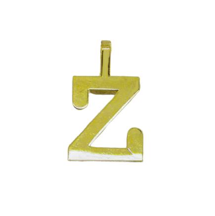 Colgante inicial de brillo espejo "Z" oro 18k