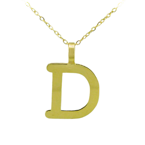 Gargantilla letra D lisa brillo oro 18k