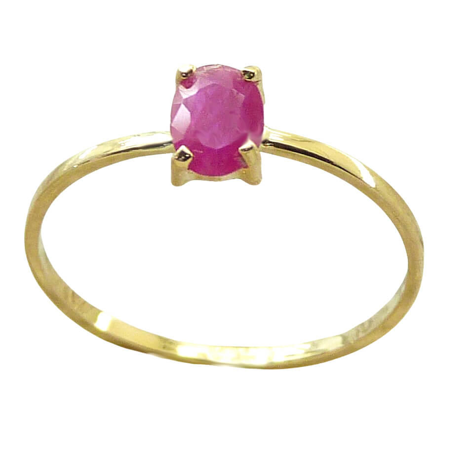 Anillo fino brillo rubí oval calidad 0.48 Ct oro 18k