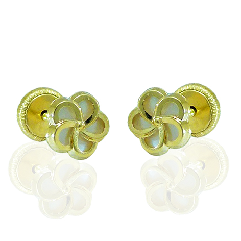Pendientes flor con nácar oro 18k