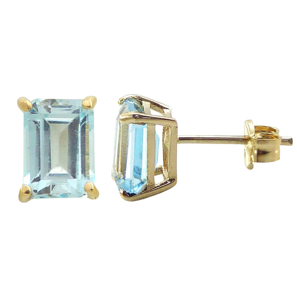 Pendientes con piedra color "skyp blue" oro 18k