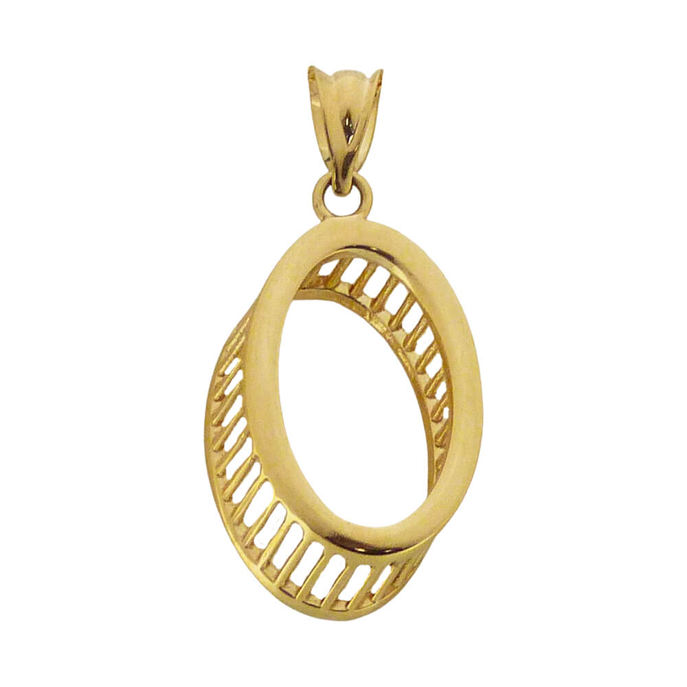 Colgante oval jaula doble cara oro 18k